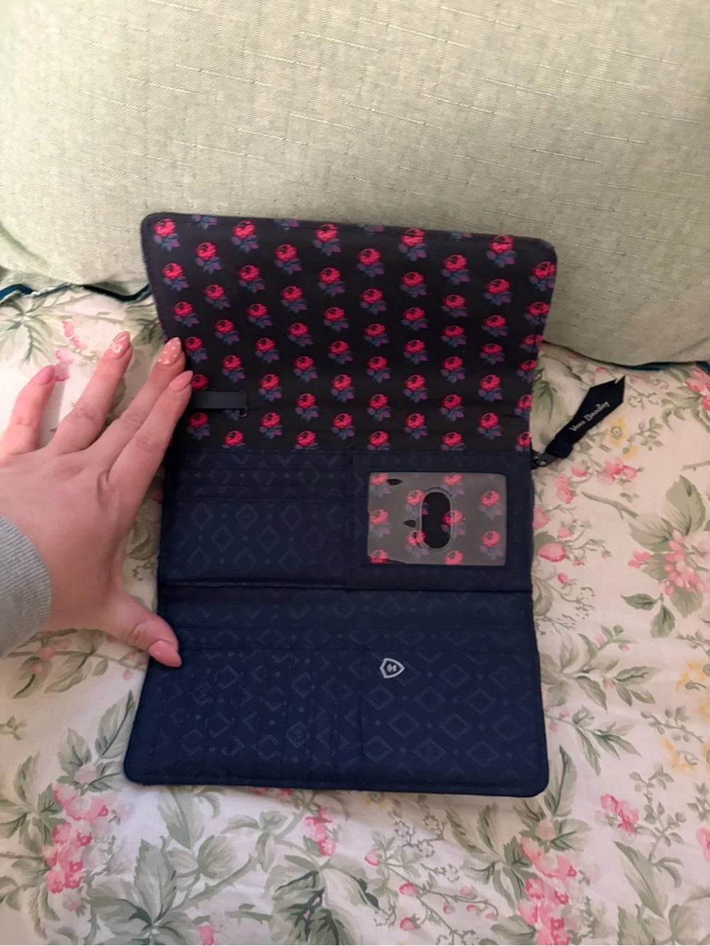 Vera Bradley Quilted Navy Trifold Wallet
